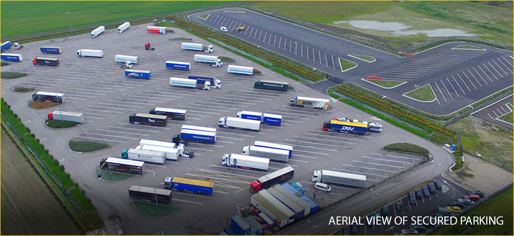 Aerial view of secured parking